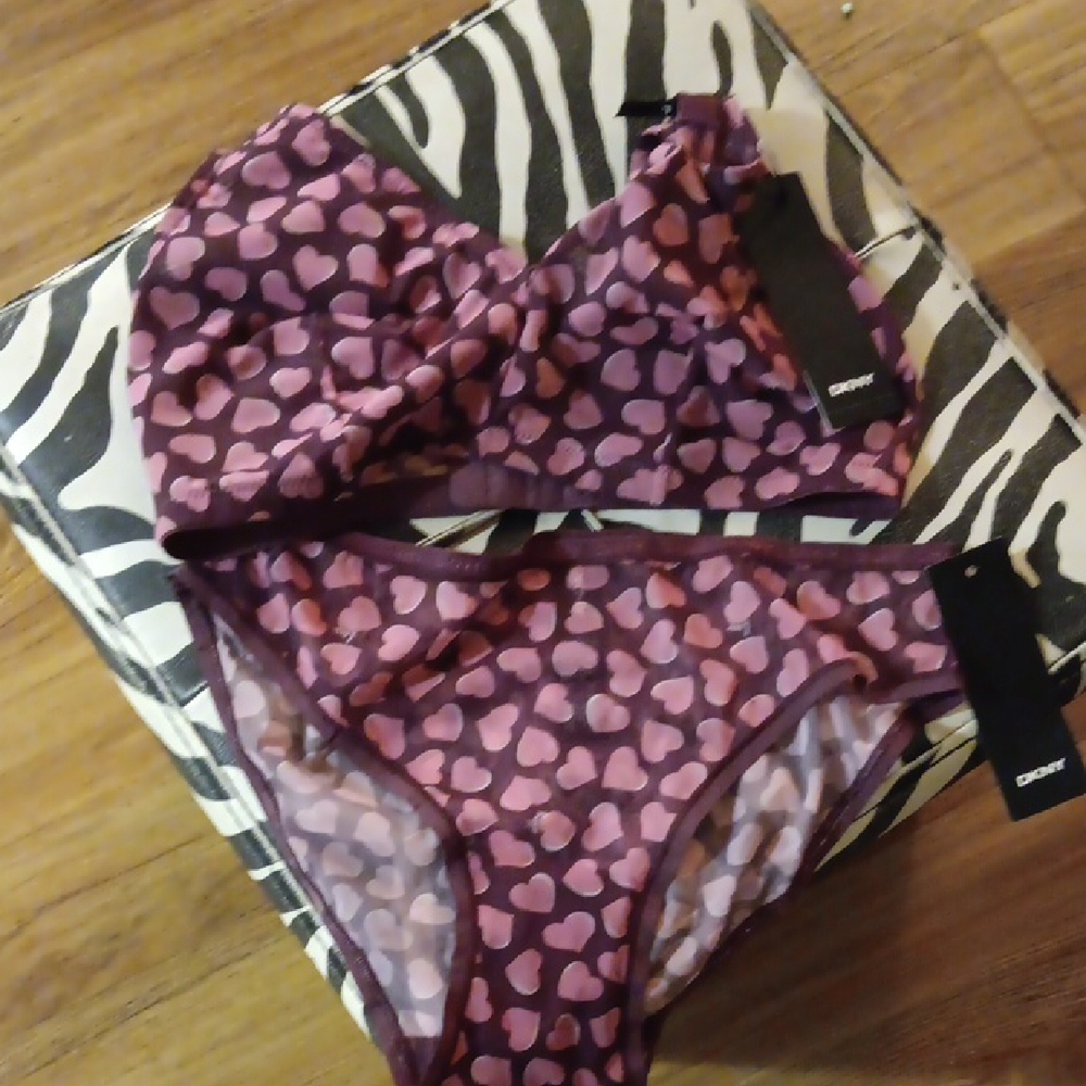 DKNY Purple Heart Print Panties Intimates